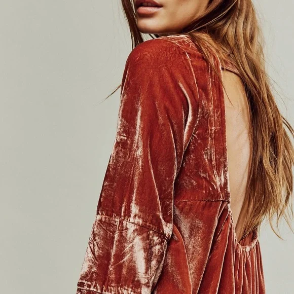 Free People Back to Business Velvet Top - Picture 2 of 7